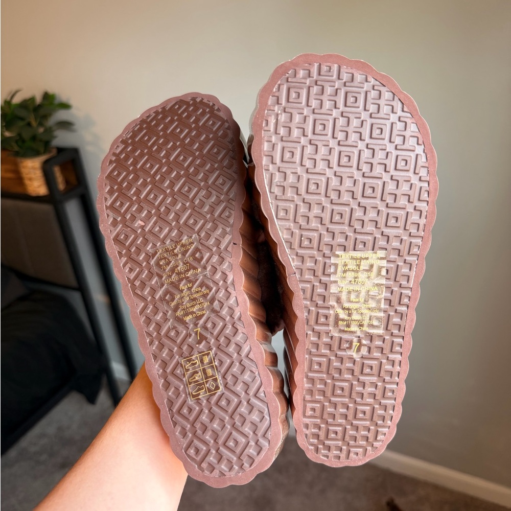 Rose Gold Tory Burch Platform Sandal with Brown Faux Fur - Picture 5 of 7